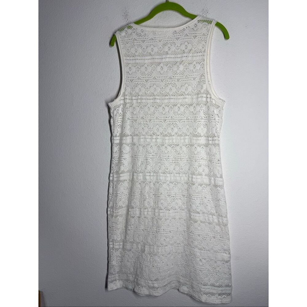 H&M L.O.G.G. White Lace Sleeveless Shift Dress Women’s Size 12 Cotton Blend - Picture 7 of 13